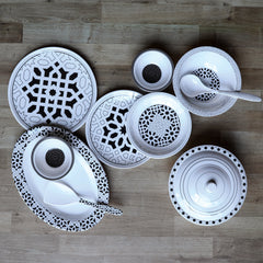 30PCS 6 Person Dinner Set Geometric Black