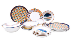 30PCS 6 Person Dinner Set Coloured Chevron