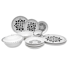 30PCS 6 Person Dinner Set Geometric Black