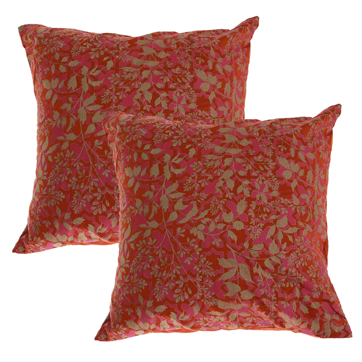 Pack of 2 Rust Gold Floral Cushion Cover 45x45 (cm)