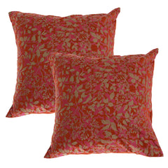 Pack of 2 Rust Gold Floral Cushion Cover 45x45 (cm)