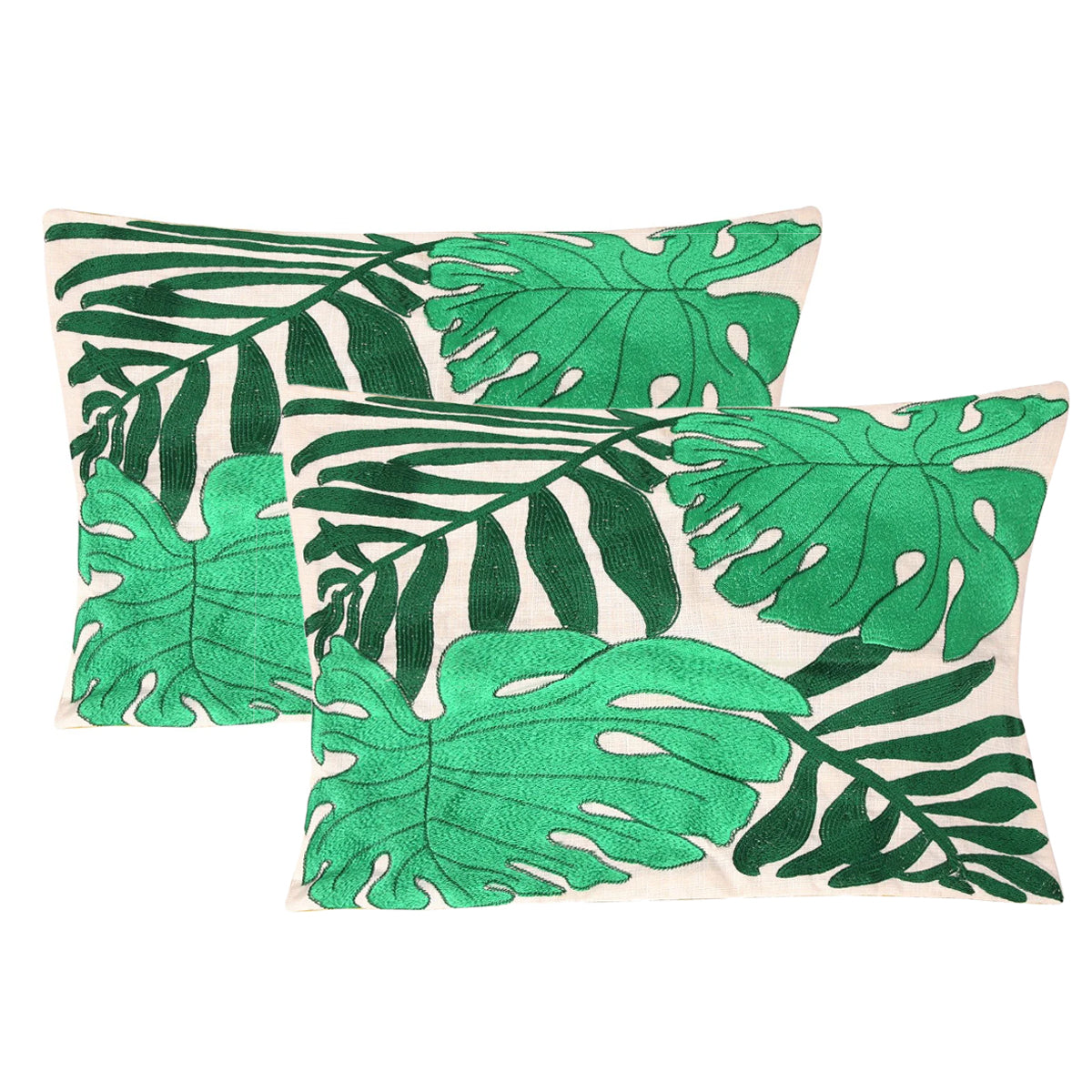 Pack of 2 Leaf Embroidered Cushion Cover 30x45 (cm)