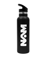 Bottle W/Straw Lid Metal Black 600 ml