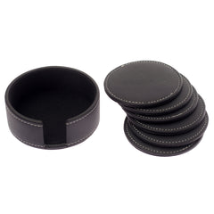 Round Leather Coasters (Black)