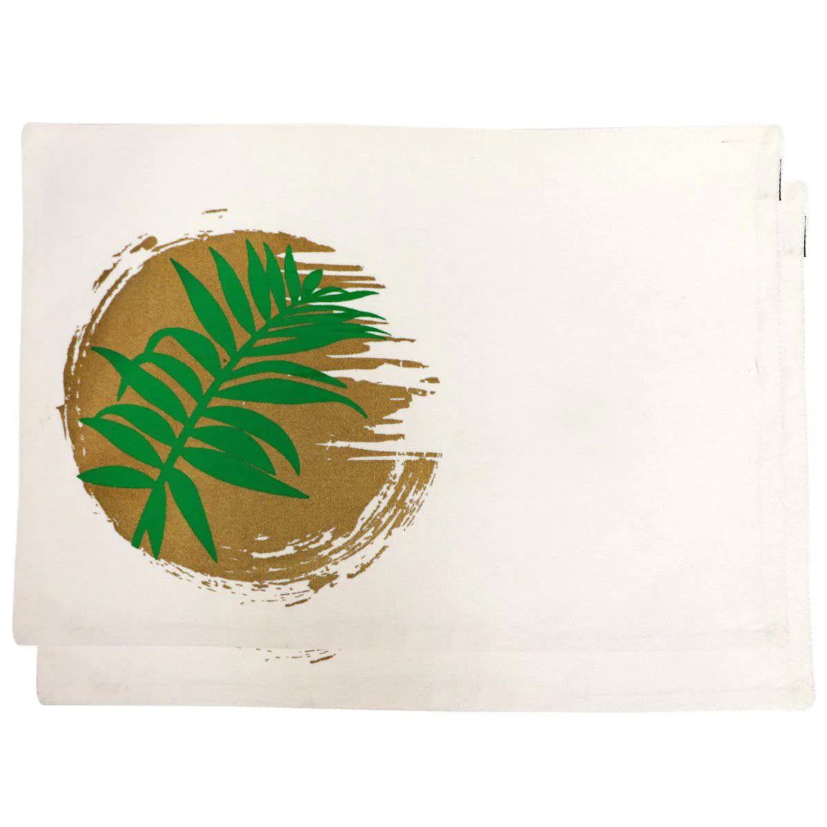 2pcs Placemats Golden Palm White 13 x19